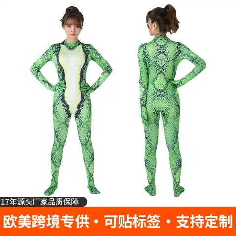 Green Python Print Bodysuit